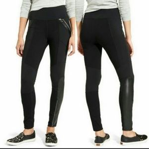 Athleta Lure Ponte Moto Faux Leather Legging Petit